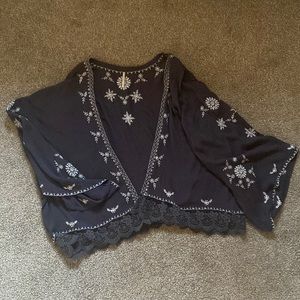 Free People short embroidered kimono